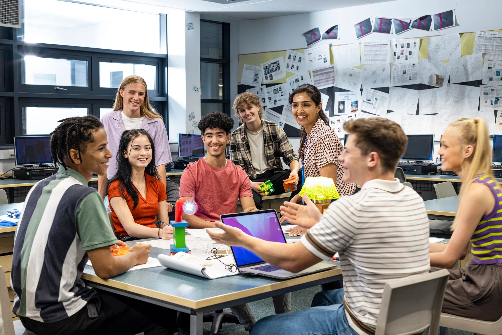 Students learning together in class