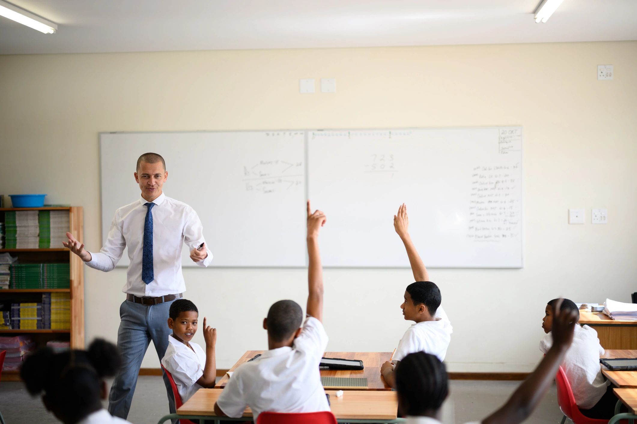 Teacher leading an active classroom session