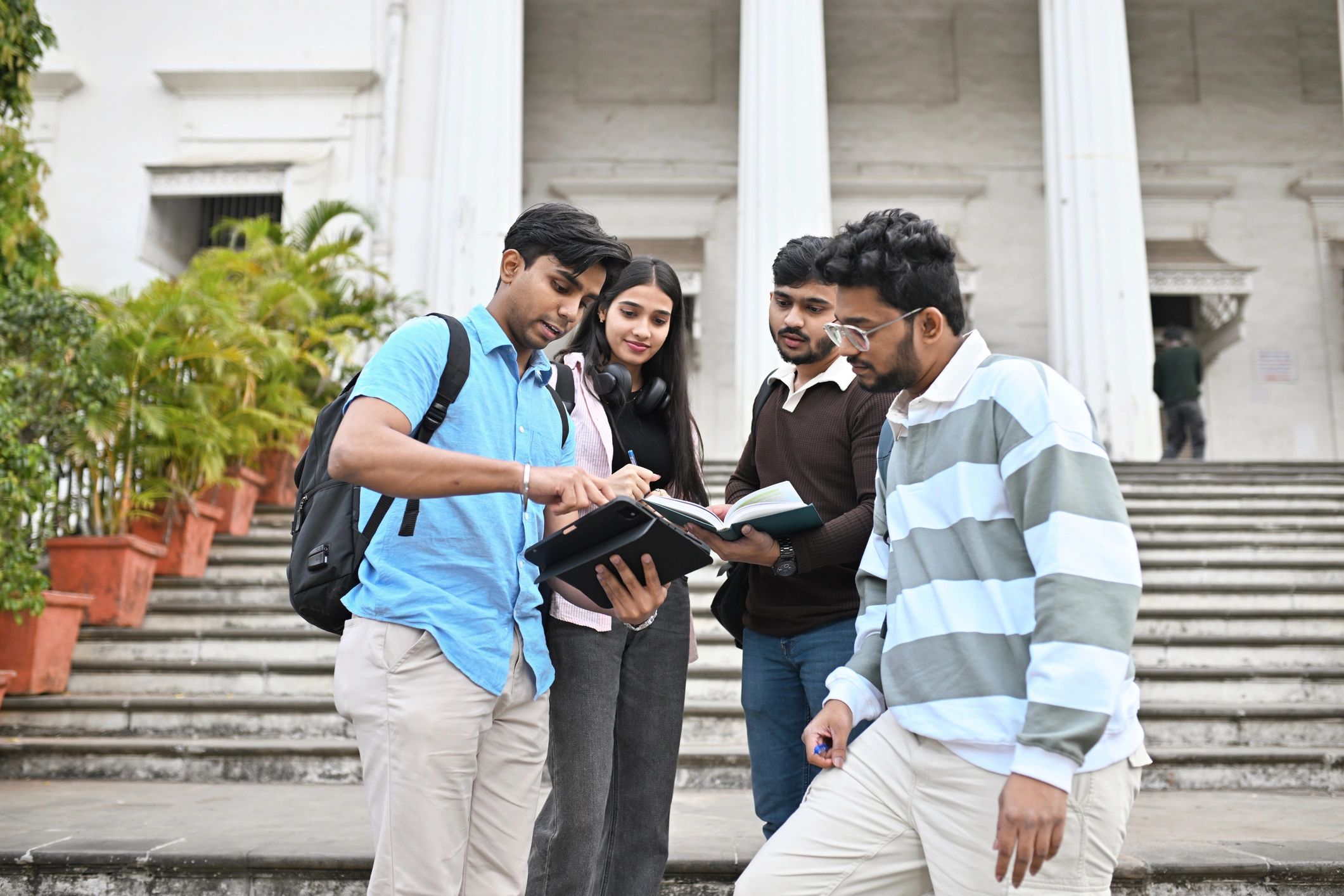 Students studying together for exams