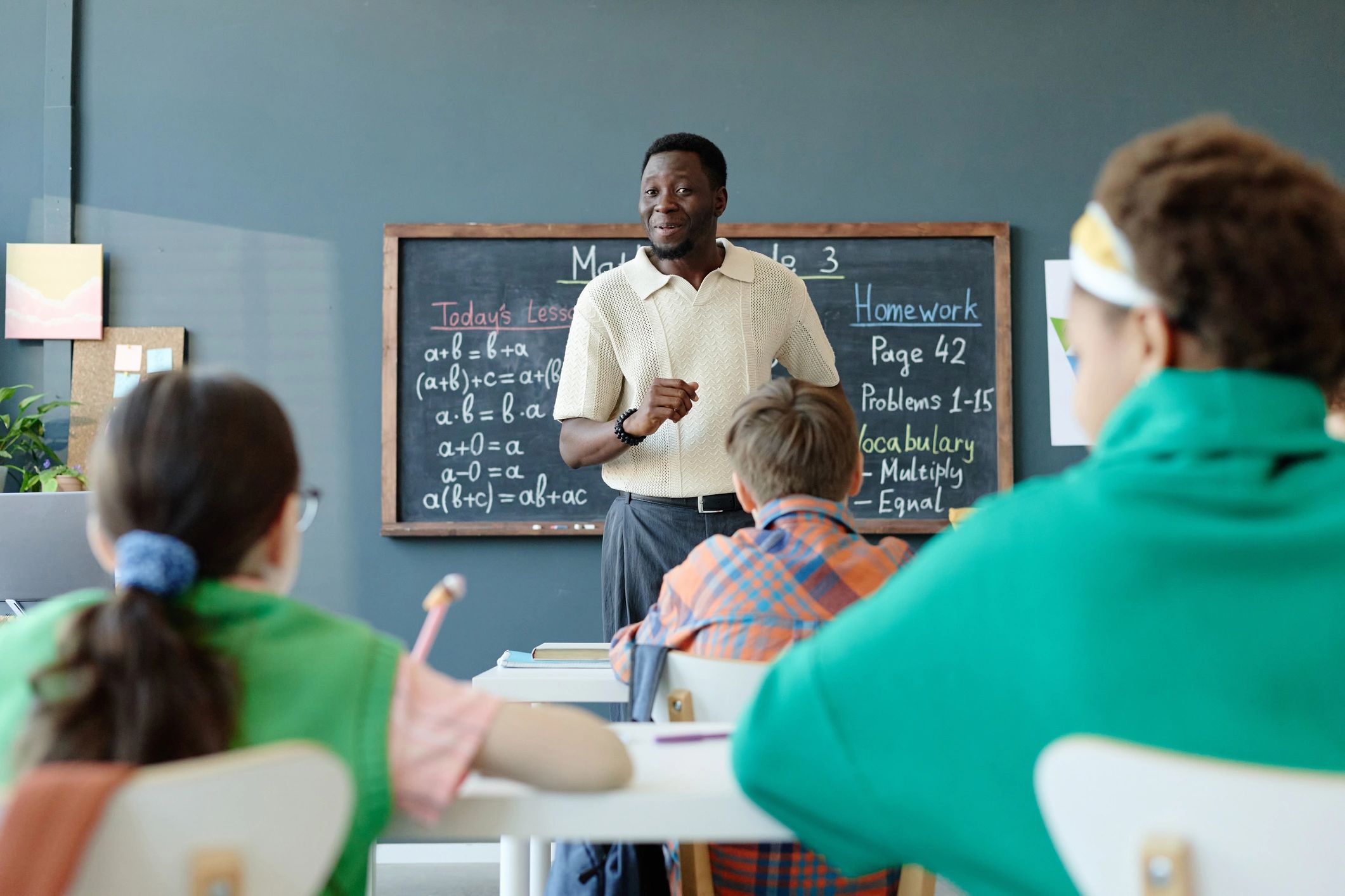 Instructor teaching a classroom math lesson