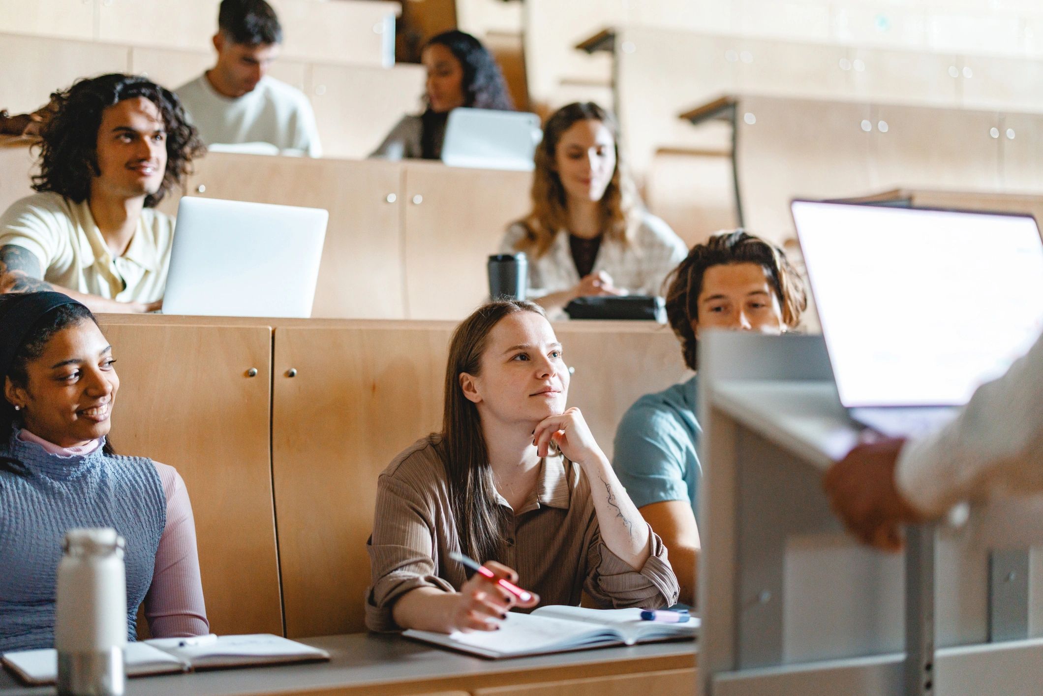 Students listening attentively during a classroom lecture